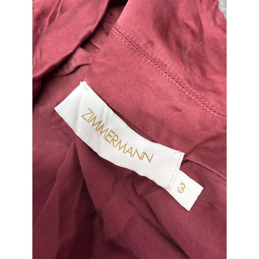 Zimmermann Silk Wrap Mini Dress Burgundy Long Sleeve Tie Waist US 8 (3) - Picture 14 of 16